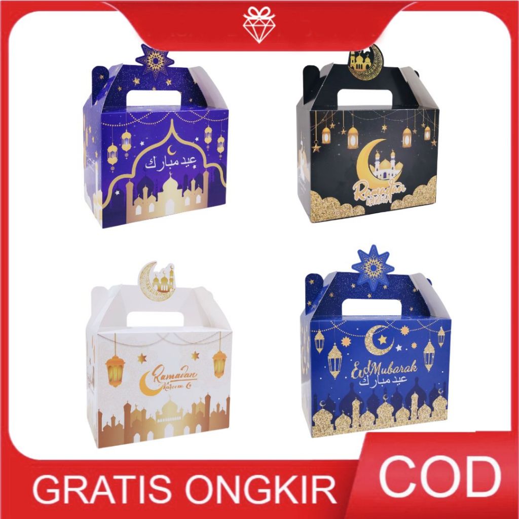 12 pcs Giftbox Ramadhan - Kotak Hampers Idul Fitri Lebaran Box Kue Kering Souvenir Cantik GB301