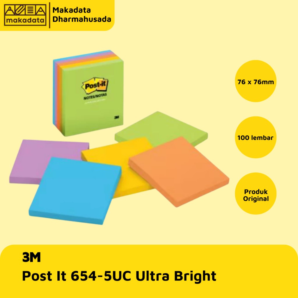 Jual NOTES / STICKY NOTE / POST IT 3M 654-5UC ULTRA BRIGHT MURAH ...