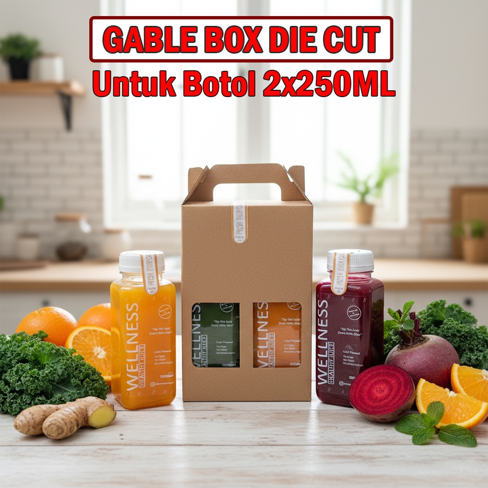 Jual Gable Box Botol 2x250ML Dus Handle Tebal Tebal Die Cut Eflute Bisa ...