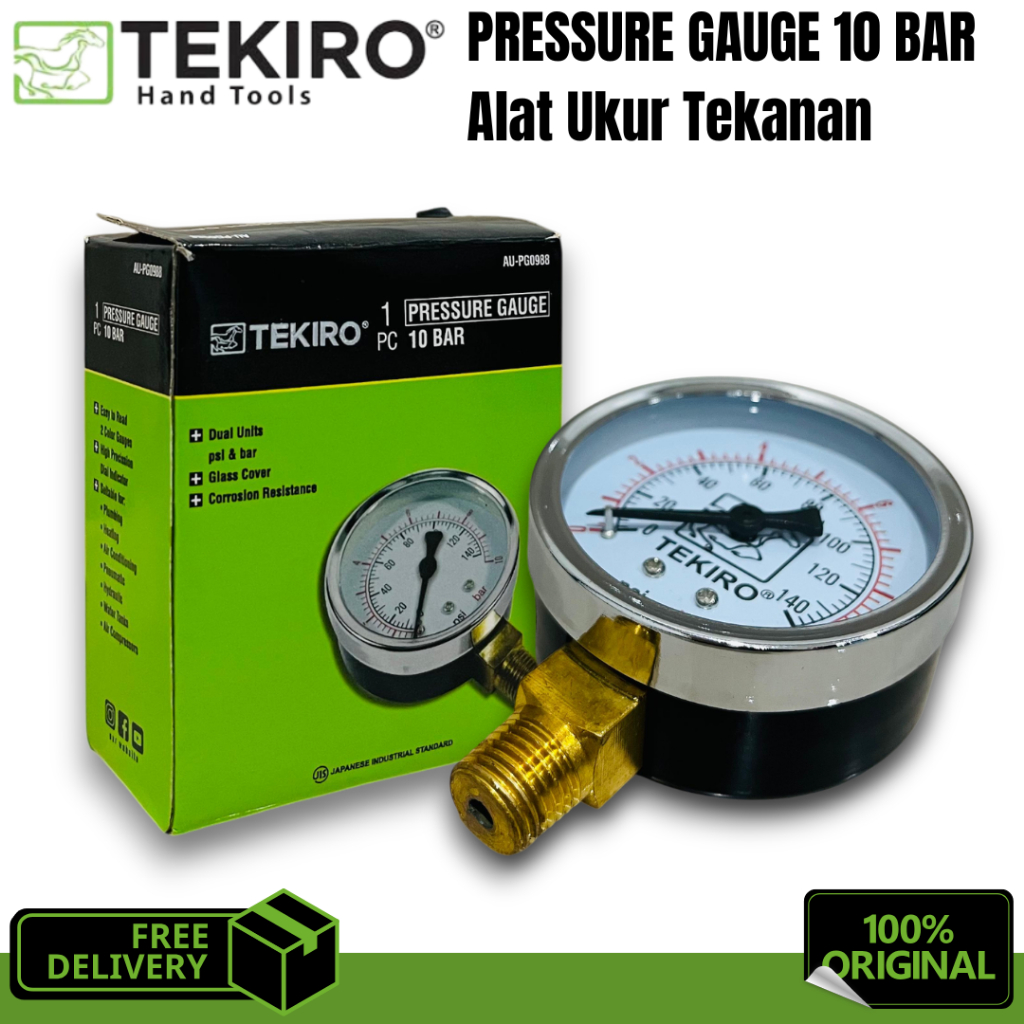 Jual Tekiro Pressure Gauge 10 Bar Alat Ukur Tekanan Angin Compresor ...