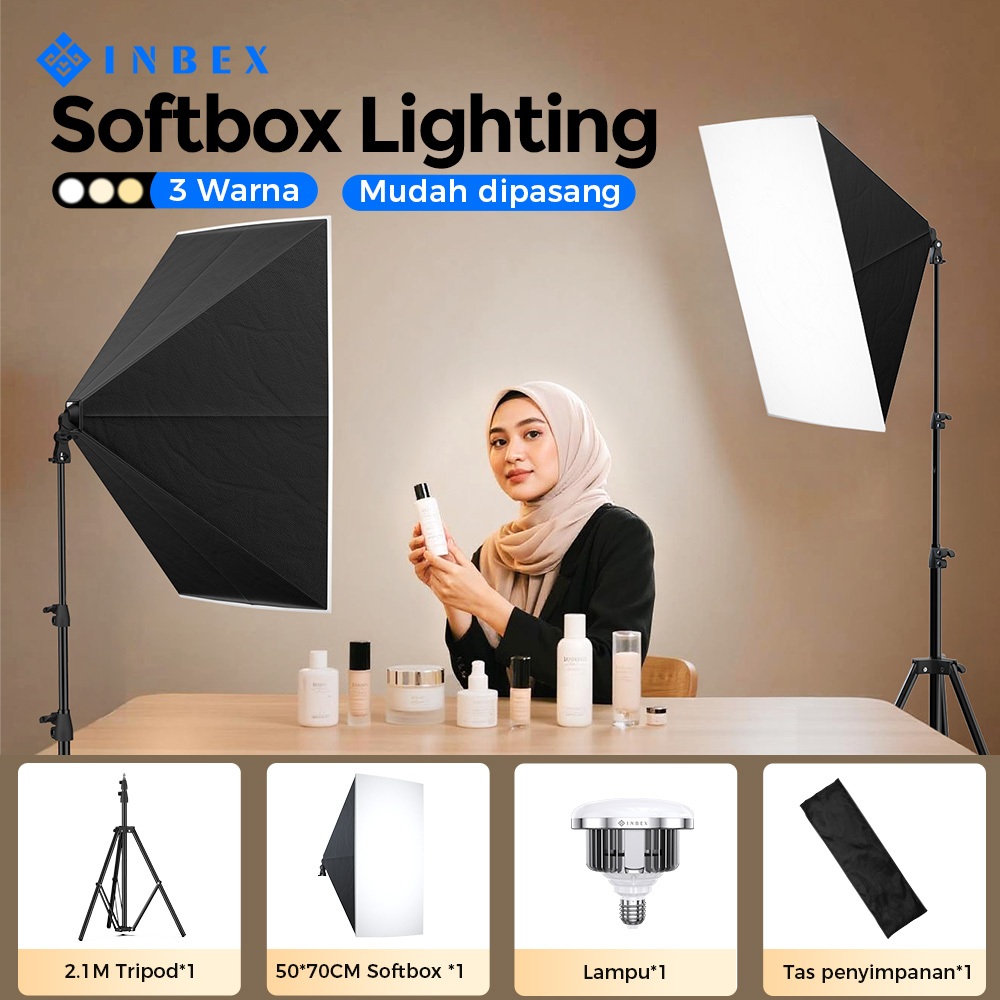 Jual INBEX Softbox 50x70cm Lampu Konten Kreator / Lighting Foto Produk ...