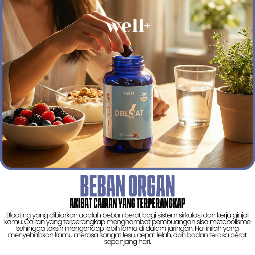 Jual Well+ Dbloat - Multiberry 60s - Suplemen Anti Bloating & Buang ...