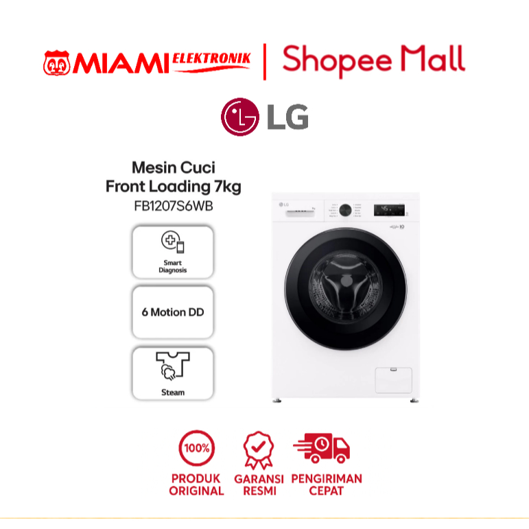 LG FB1207S6WB FB1209S6WB Mesin Cuci 7kg 9kg Front Loading 6 Motion Inverter Direct Drive dengan Smart Diagnosis