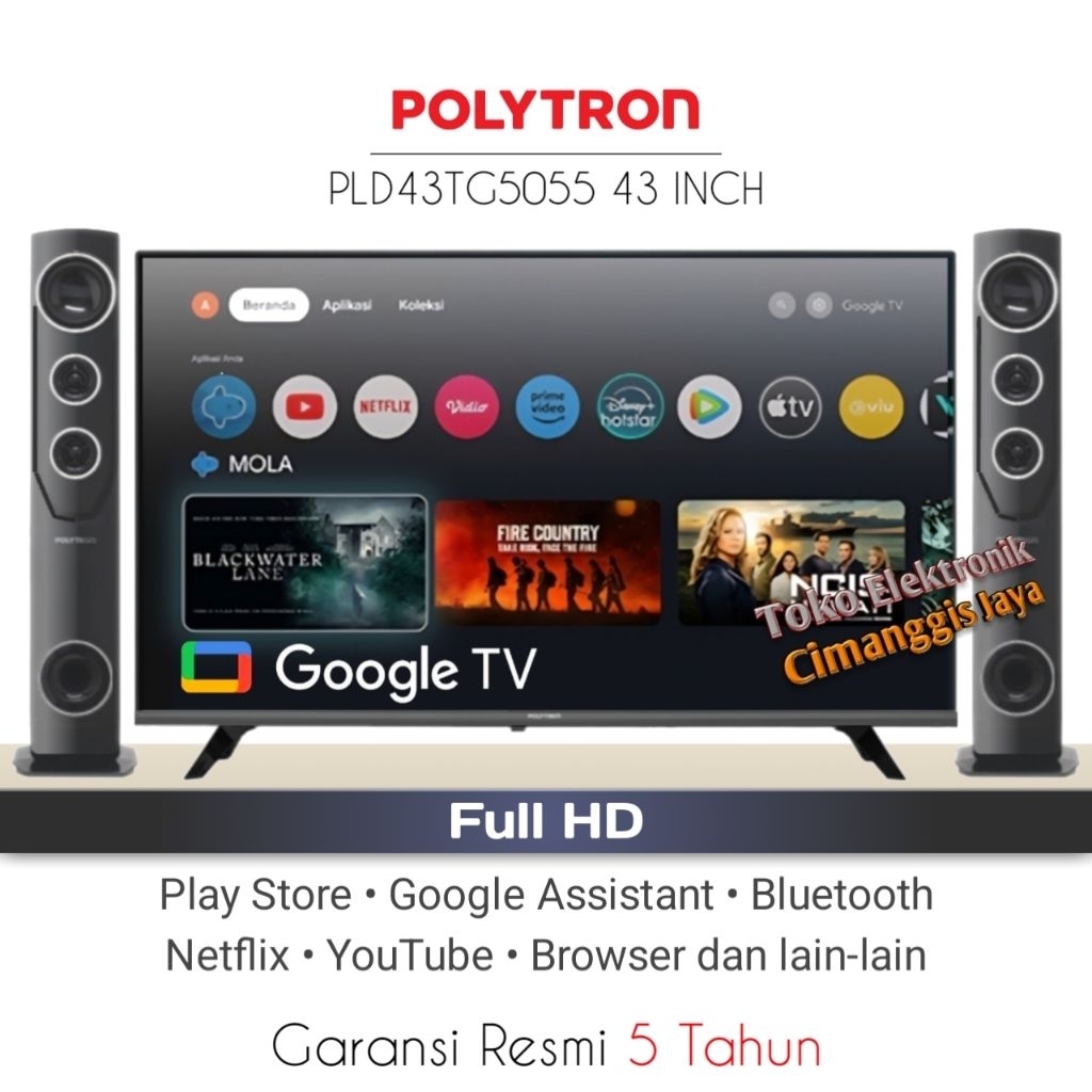 Google Android smart tv led Polytron 43 inch cinemax PLD43TG5155 Google tv