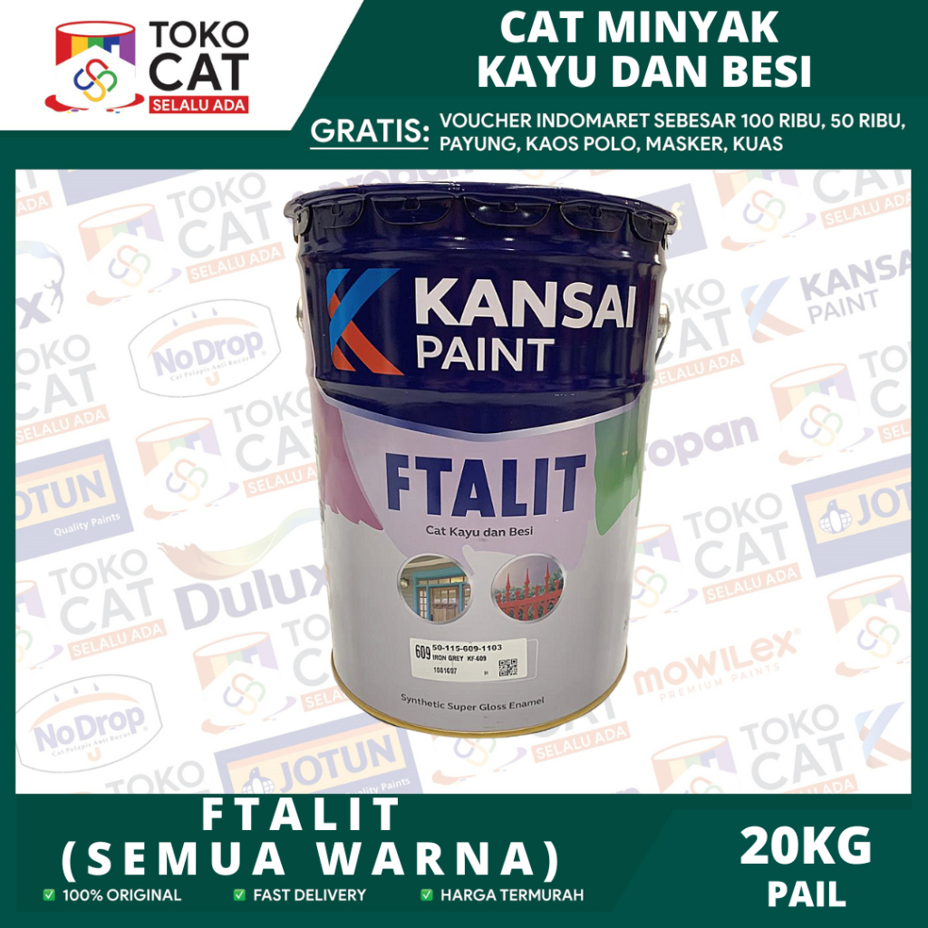 Jual CAT FTALIT GLOSS 20KG PAIL - CAT MINYAK KAYU BESI (READY SEMUA ...