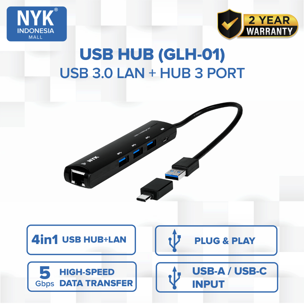NYK USB HUB 3.0 LAN ETHERNET 3 Port GLH-01 Converter to internet Gigabit RJ45 LAN 1000 Mbps COD HUB bergaransi Docking Station Data transfer Mobile ph