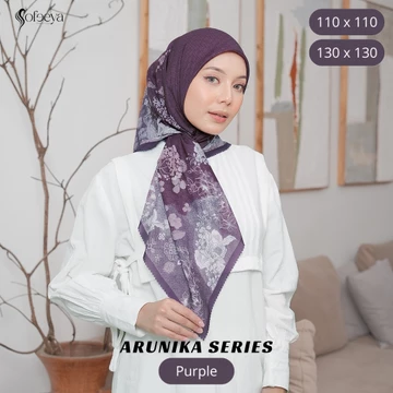 SOFEEYA - ARUNIKA SERIES Kerudung Segi Empat Motif Voal Ultrafine, Hijab Printing 110 x 110