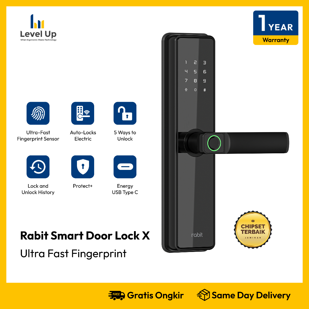 Jual RABIT Smart Door Lock X Kunci Pintu Digital Fingerprint Otomatis ...