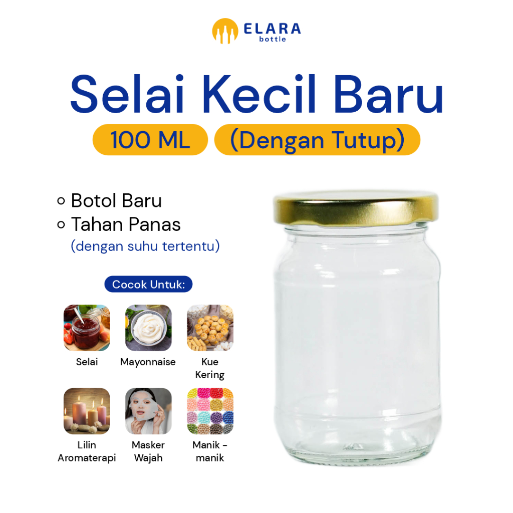 Jual Elara Botol - Selai Kecil Baru 100 ML Dengan Tutup | Botol Kaca ...