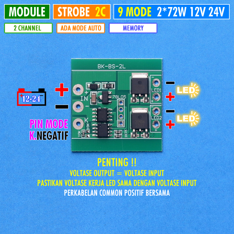 Jual Modul Strobe 2 Channel 9 Mode Manual 2 Baris Kombinasi Mode ...