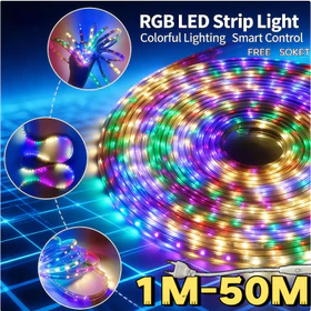 Lampu Led Strip Selang 2835 10Meter 220V Outdoor Rgb Led Strip Warna Warni Smd 5050