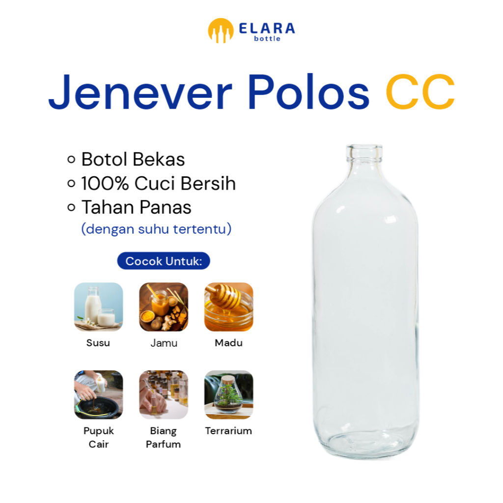 Jual Elara Botol - Jenever Polos CC TANPA TUTUP | Botol Kaca Bekas ...