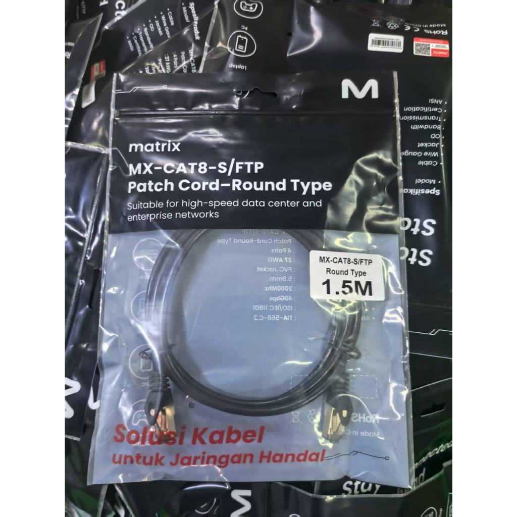 Jual Matrix Kabel Lan Cat8 Cat.8 40Gbps RJ45 SFTP Gigabit Gaming Patch ...