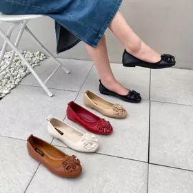 Simoncelli Sepatu Flat Flatshoes Wanita Sepatu Wanita Sepatu Korea Sepatu Hitam Red Sepatu
