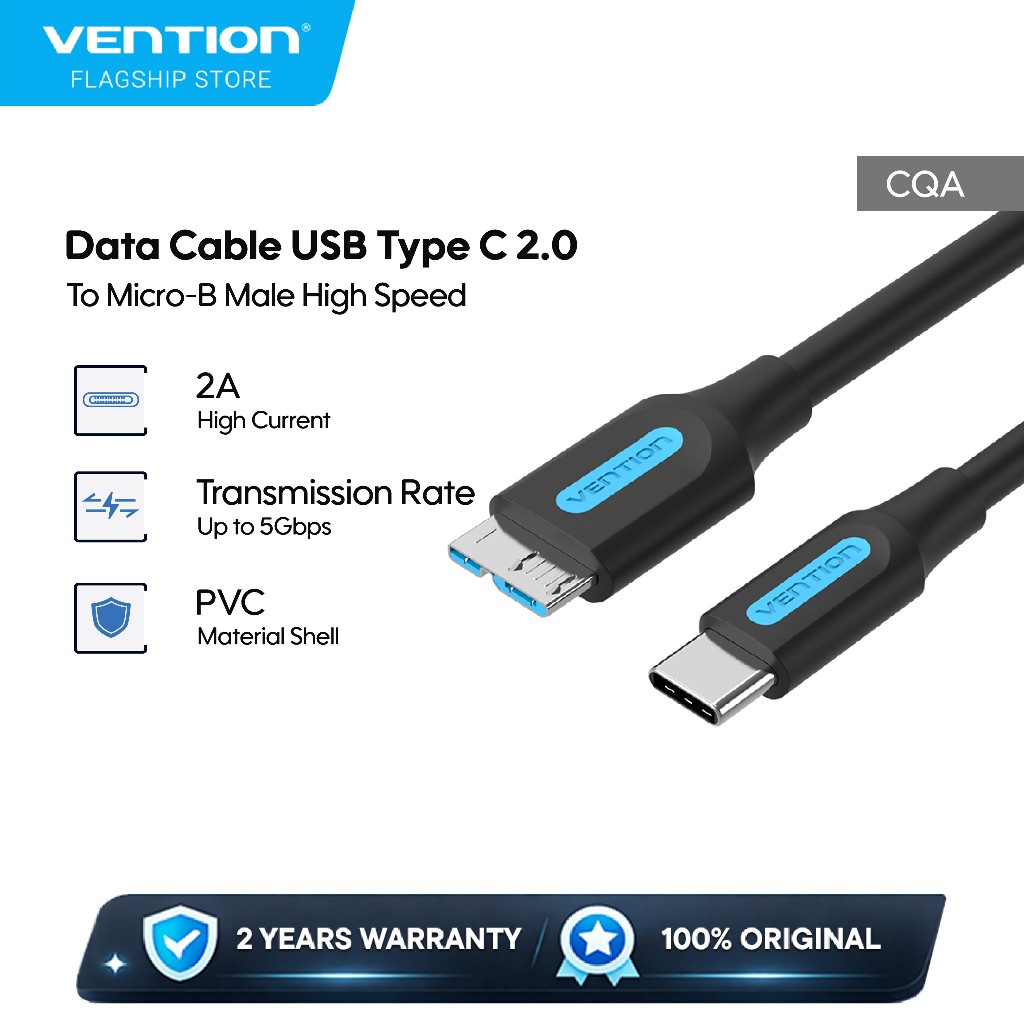 Jual Vention Kabel Data USB Type C To Micro B High Speed - CQA | Shopee ...