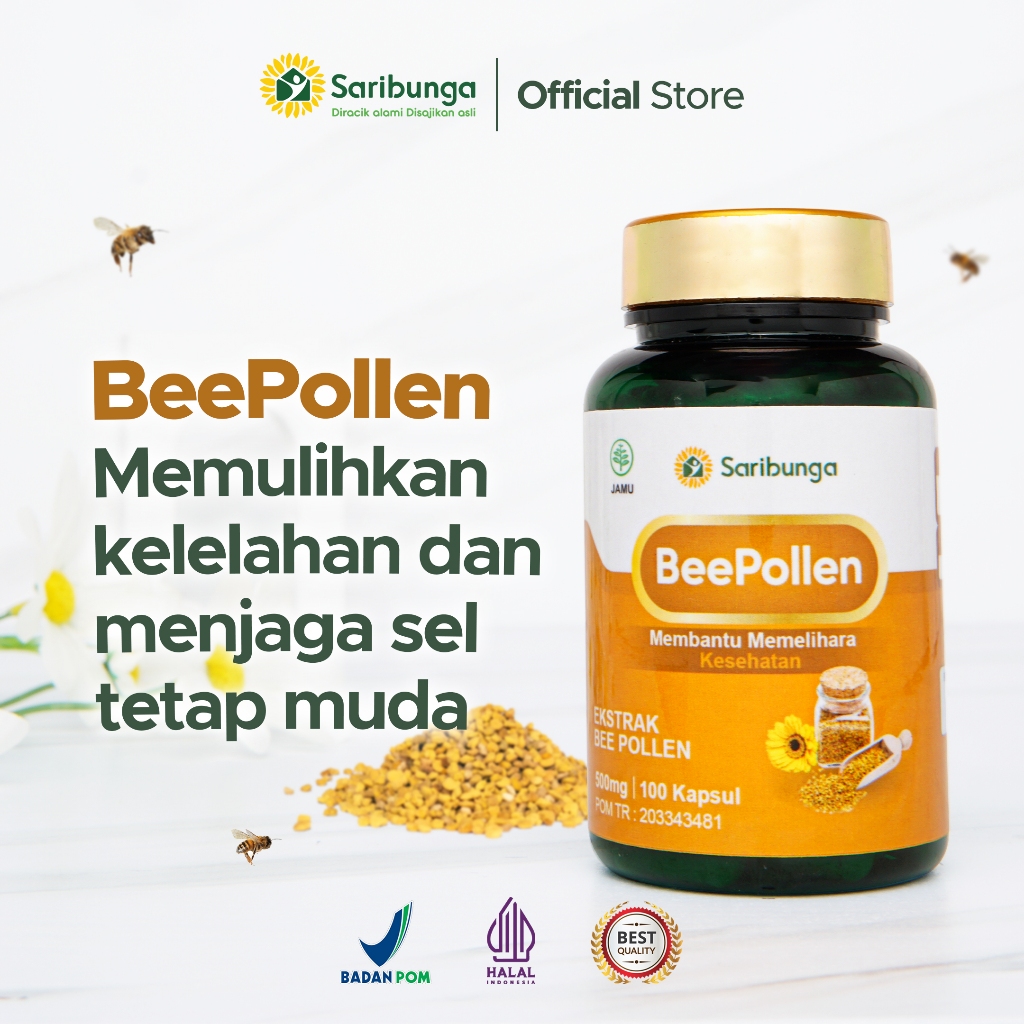 BEE POLLEN 100 kapsul Grade A+- membantu meningkatkan daya tahan tubuh & mempercepat pemulihan tubuh
