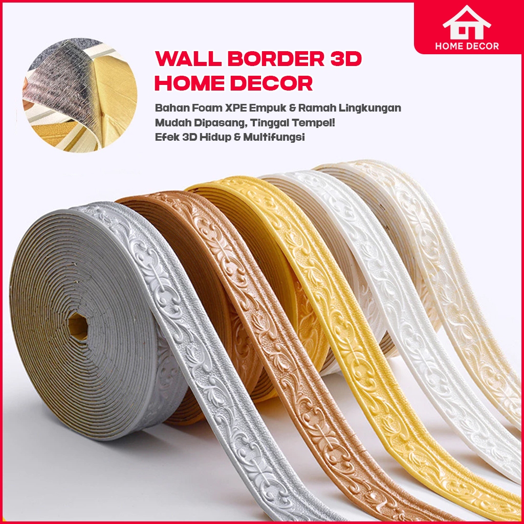 Home Decor - Wall Border Foam 3D Dekorasi Dinding - Panjang 2.3m Lebar 5cm, Stiker Tempel Praktis