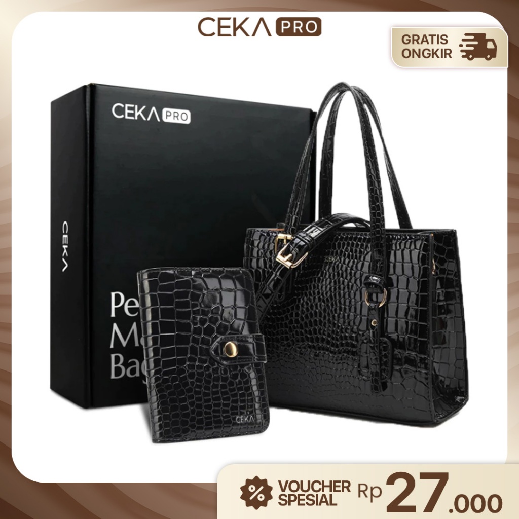 Jual [FREE BOX] CEKA PRO Tas Wanita Fara Gift Set 2 In 1 Kulit Croco ...