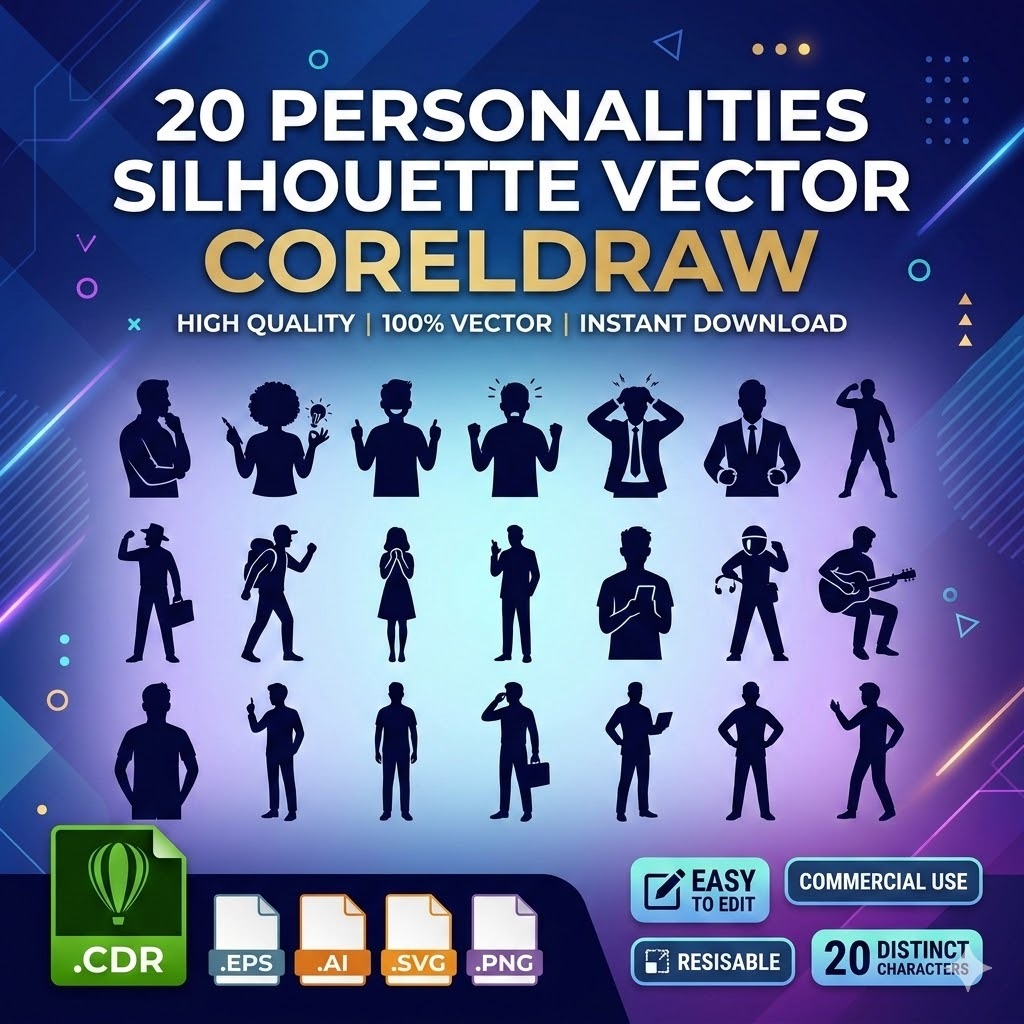 Jual ID9404 - 20 Personalities Silhouette Vector CorelDraw | Shopee ...