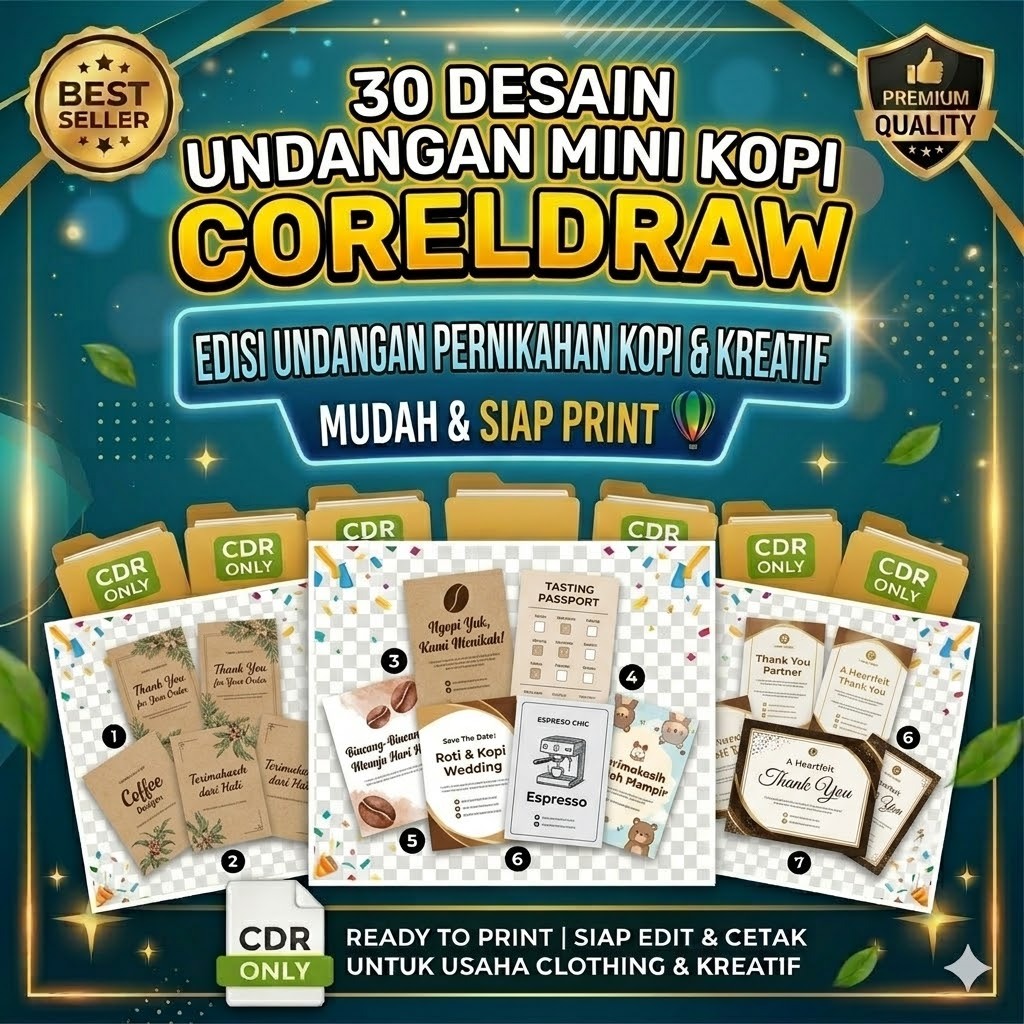 Jual ID136001 - 30 Desain Undangan Mini Kopi CorelDraw V14 | Shopee ...