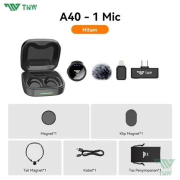 TNW A41 2 IN 1 Wireless Microphone Dual Magnetic Mikrofon Al Noise Reduction Mic Profesional