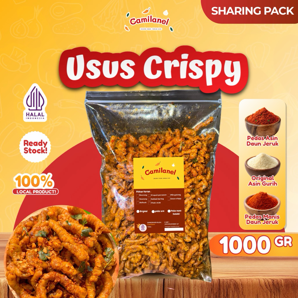 Jual (BELI LOKAL) USUS CRISPY 1KG (1000gr) - Makanan Ringan Pedas ...