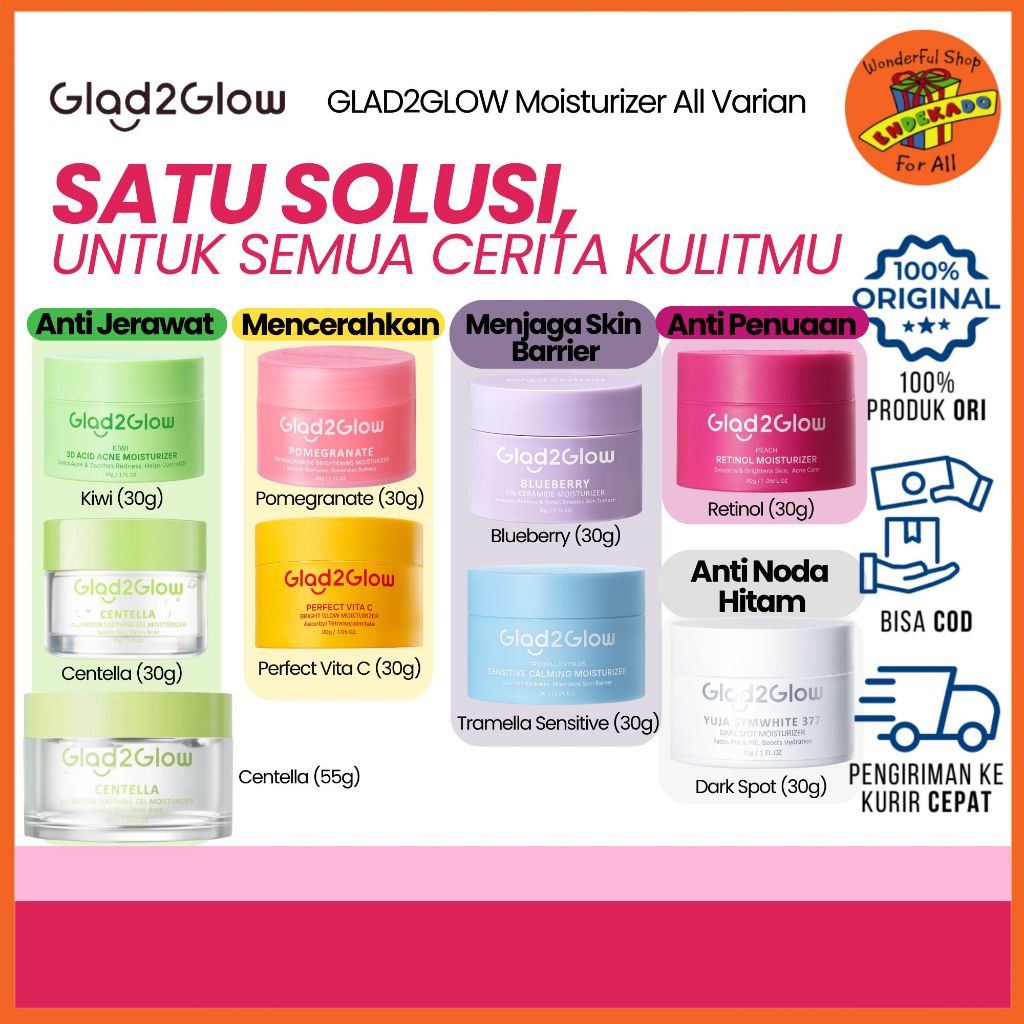 Glad2Glow Moisturizer Series Brightening Hydrating Soothing