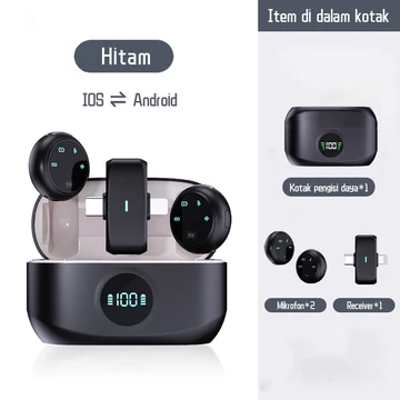 Wireless Microphone 2 In 1 Clip On Mic Magnetic Mikrofon HP Plug Play Dual Lavalier Microphone