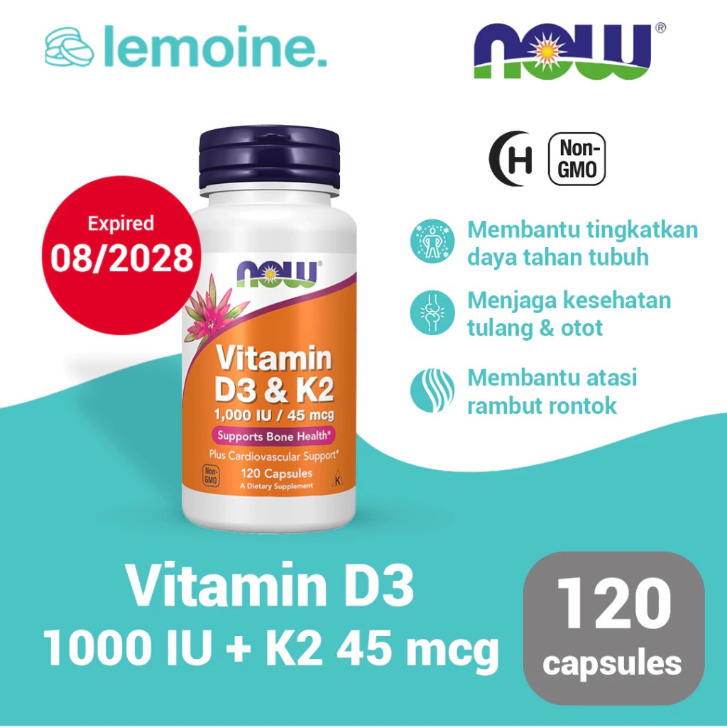 Jual Now Vitamin D3 1000 dan K2 45mcg Vitamin D3 K2 Imunitas Tubuh ...