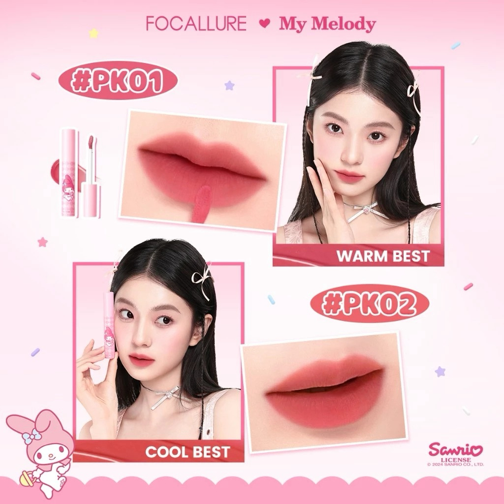 Jual PRELOVED focallure x sanrio my melody watery blur matte lip tint blur up lip cream PK01 Indonesia