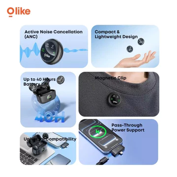 Olike Cm02 Microphone Clip Magnetic Wireless Dual Plug (Lightning Type C) Anc Microphone