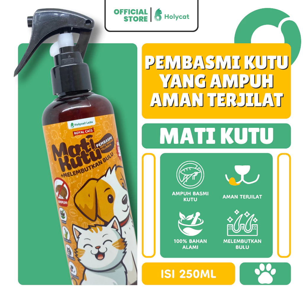 Holycatlabs Matikutu Obat Anti Kutu Kucing dan Anjing Aman Terjilat isi 250 ml