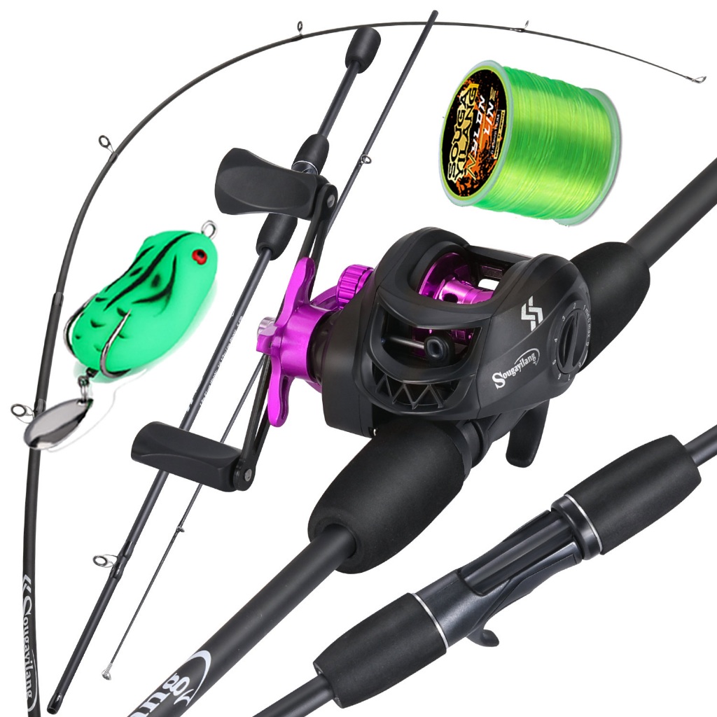 Joran Pancing Set 1.8M 2 Bagian Casting Fishing Rod dan 7.2:1 Rasio Gear Rem Magnetik Baitcasting Reel Memancing Baris Lure Combo Set