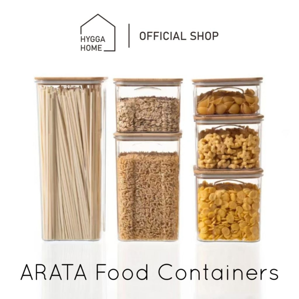 Jual Hygga Home ARATA Food Containers Toples Kotak dengan Tutup Kayu ...
