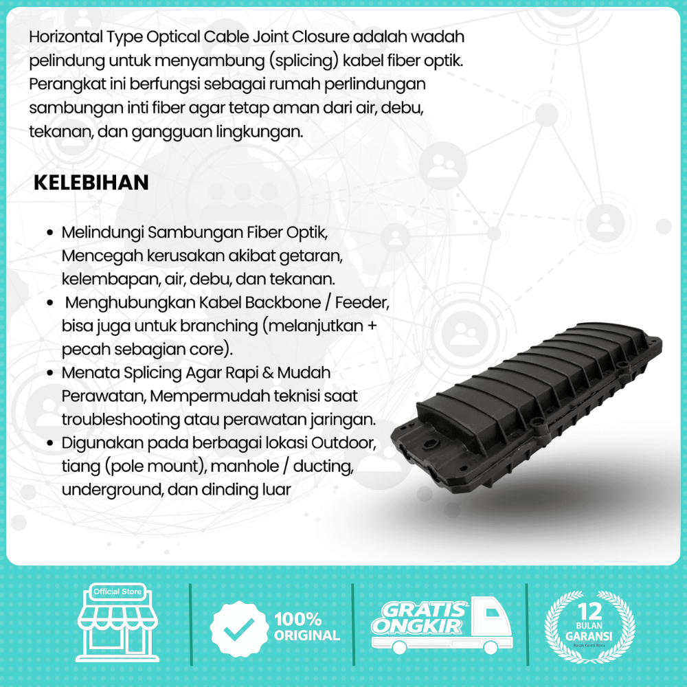 Jual NETCABLE Joint Closure Fiber Optic 12–24 Core Outdoor | Closure ...