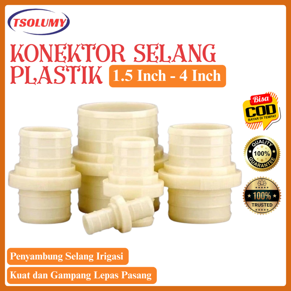 TSOLUMY Konektor Selang Irigasi Sambungan Selang Pemadam 1.5 Inch - 4 Inch Air Pompa Bahan PVC Berkualitas Fire Hose Heavy Duty