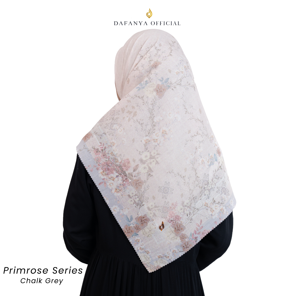 DAFANYA Primrose Series Jilbab Motif Floral Kerudung Segi Empat Hijab Scarf Bahan Voal Laser Cut