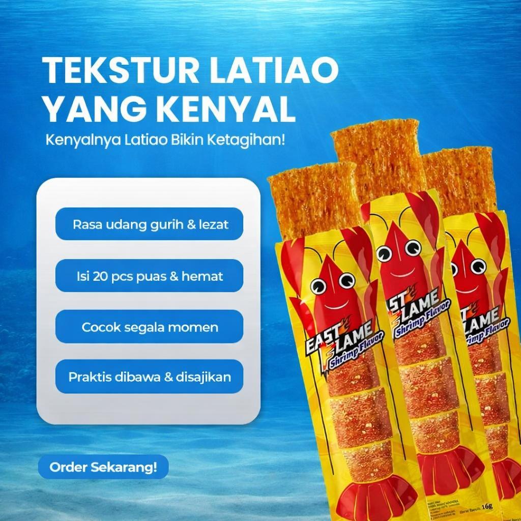 Jual BPOM- HALAL Snack Rasa Udang Gurih Pedas Snack Strip 16g East ...