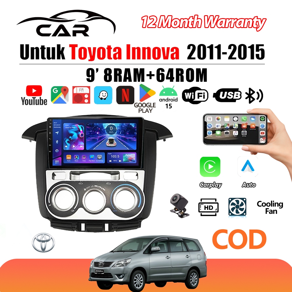 Jual Untuk Toyota Innova 2011-2015 8G+64G Android 15 Head Unit 9 Inch ...