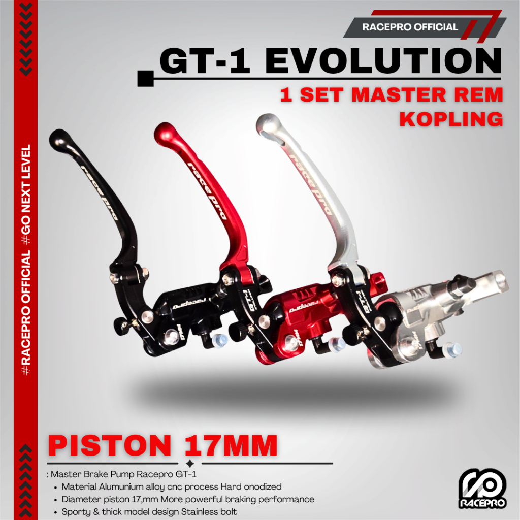 Jual RACEPRO GT-1 EVOLUTION 1 Set Master Rem Radial 17mm Cnc Master Rem ...