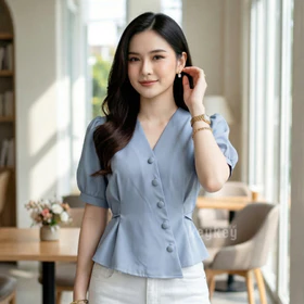 ROLITA Blouse Atasan Wanita Wolfis Premium Asimetris Elegan Blouse Wanita Fit To L