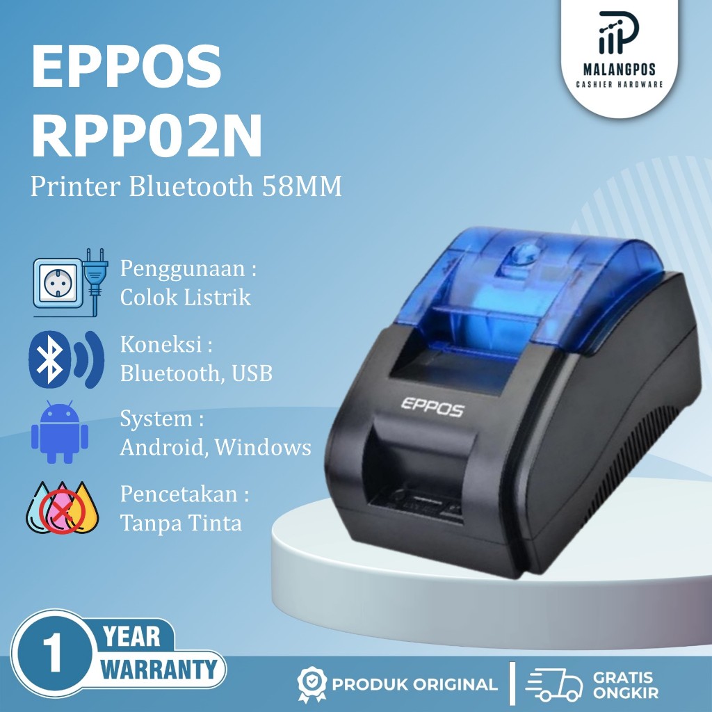 Jual Eppos RPP02N EP58M Printer Thermal Usb Bluetooth Desktop 58mm ...