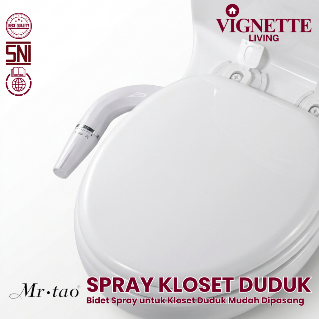 Vignette Living Jet Shower Kloset Duduk 2 Mode Otomatis Bidet Sprayer Set Lengkap Tipis Higienis Tanpa Listrik