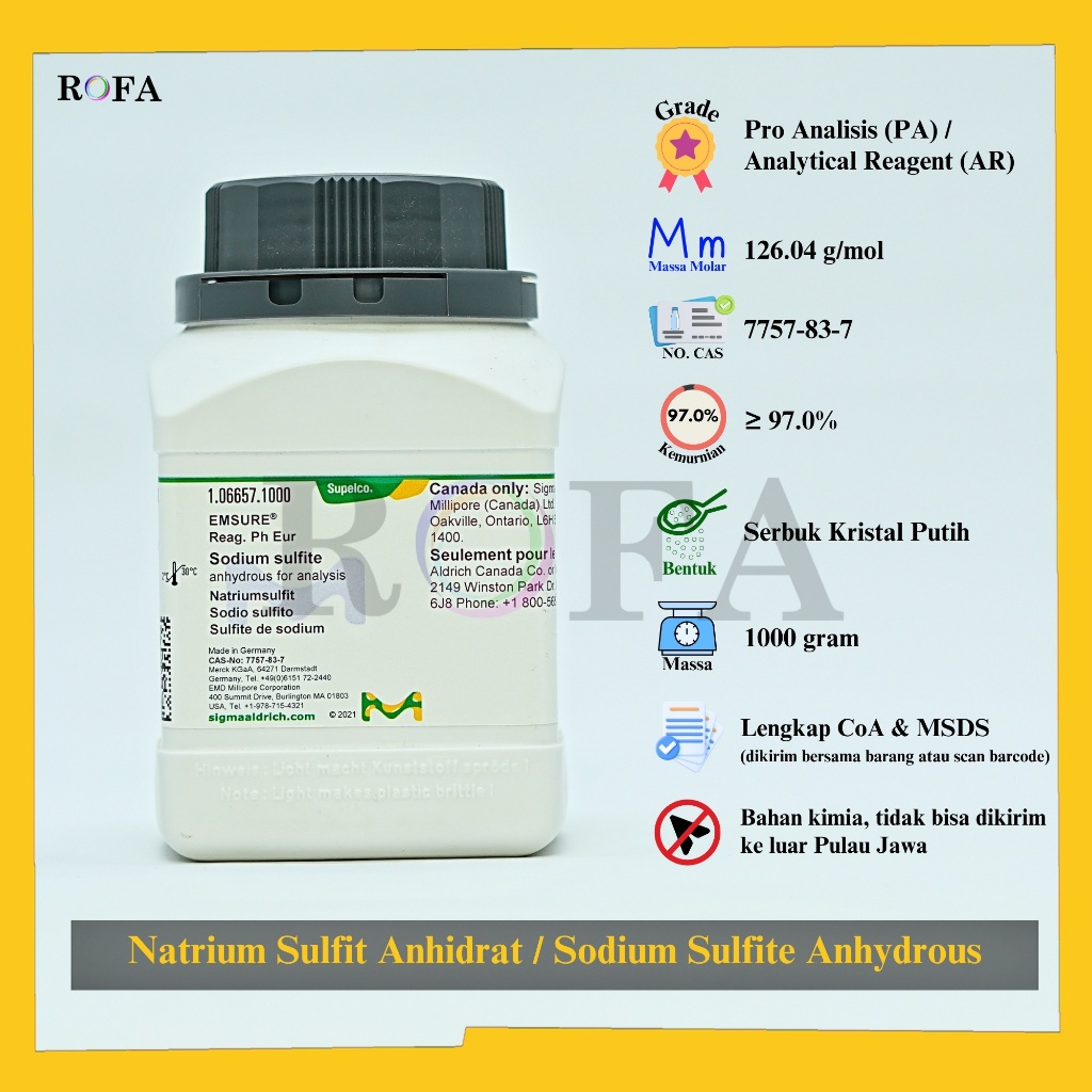 Jual Natrium Sulfit Anhidrat / Sodium Sulfite Anhydrous / Na2SO3 Pro ...