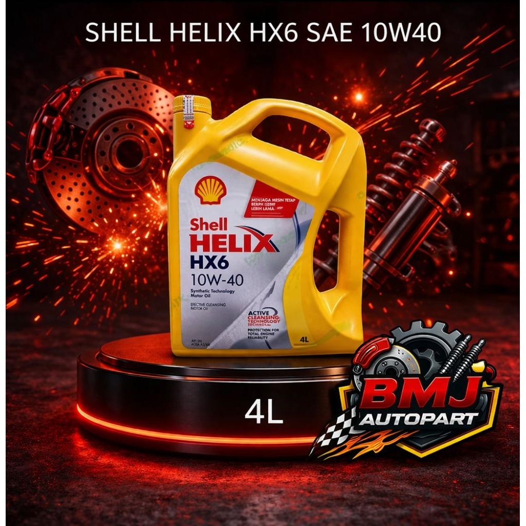 Jual OLI MESIN Shell Helix HX6 SAE 10W-40 4L Bensin Solar Diesel Gad ...
