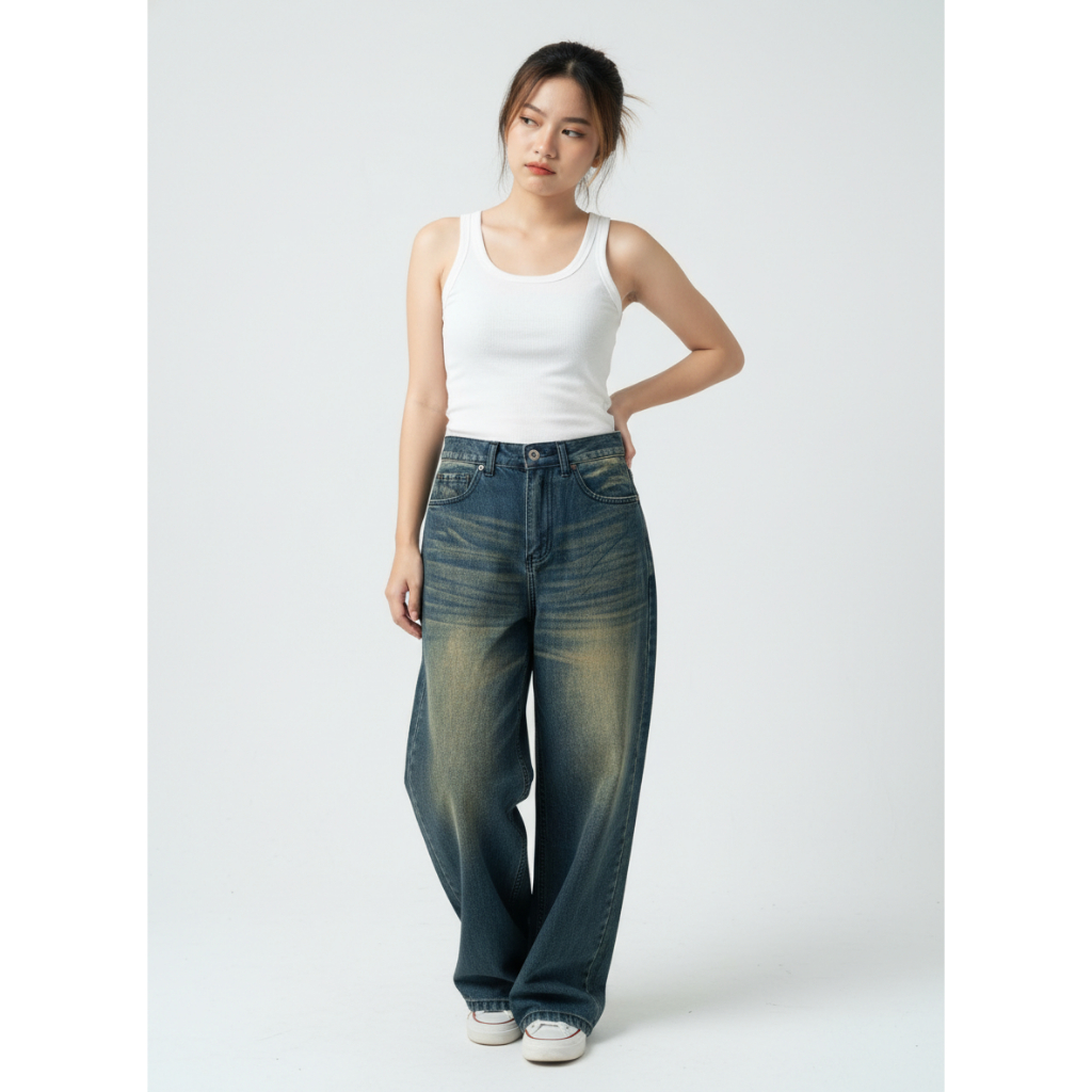 Jual RESOOL - UNISEX Highwaist Baggy Jeans Oversize Retro Wanita ...