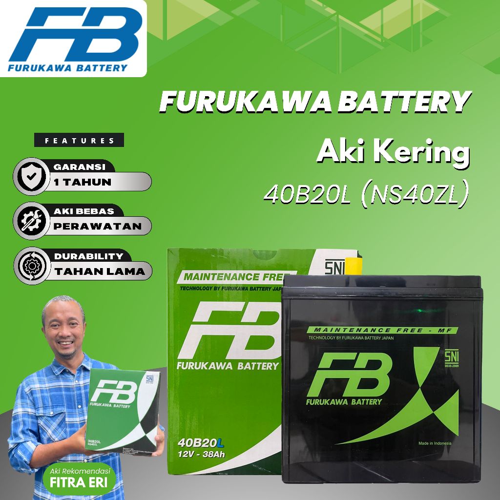 Furukawa Battery / FB Aki Kering Mobil Daihatsu Ayla NS40ZL / 40B20L - 12V / 38Ah INDOMOBIL