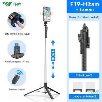 TNW F19 Tongsis Tripod Selfie Stick Tripod 190CM Bluetooth Remote Tripod Untuk HP Kamera
