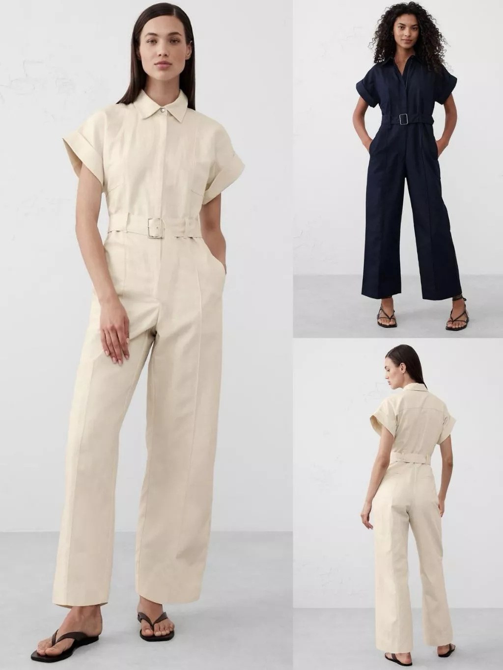 Jumpsuit Wanita Bahan Linen-Blend Adem Stylish  Women's Linen-Blend Belted Jumpsuit - BR-2178