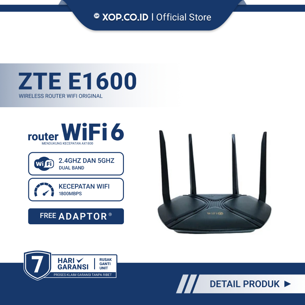 Jual ZTE ZXHN E1600 Wireless Router WiFi 6 | Dual-Band 2.4GHz & 5GHz ...